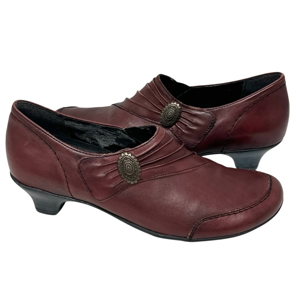 Remonte Dorndorf Slip-on Leather Shoes Womens Wine Burgundy Size EUR 39 US 8